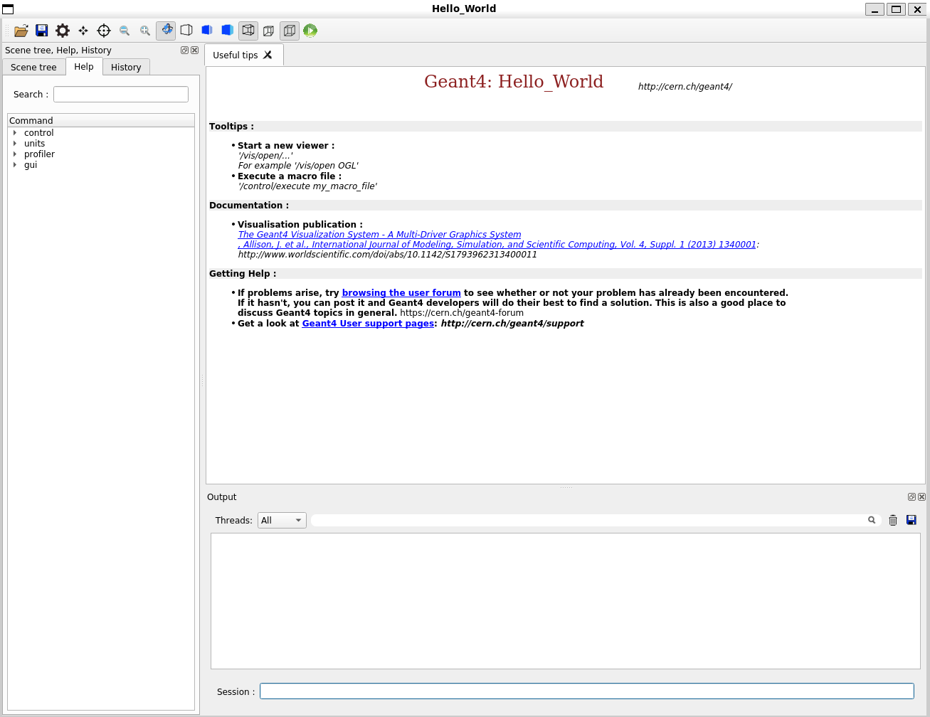 Picture of the Geant4 qt gui